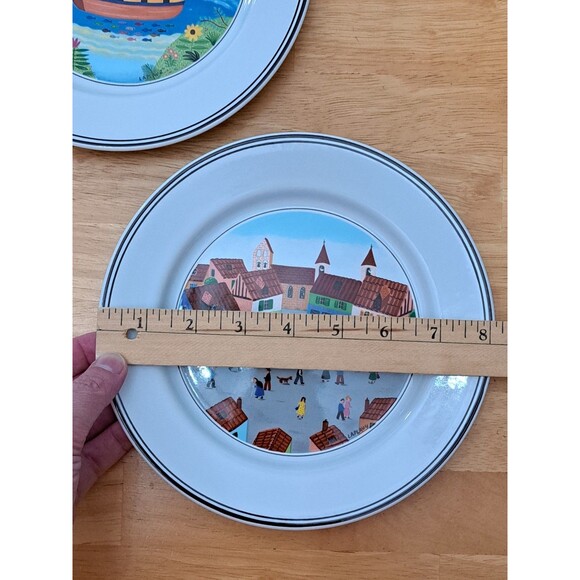 2 Villeroy & Boch NAIF 8” Salad Plates Country Village & Noah's Ark Laplau - Picture 5 of 7